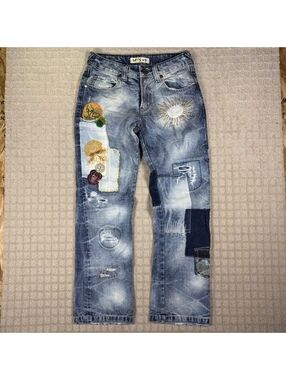 Y2K Patchwork Distressed Embroidered Jeans 30